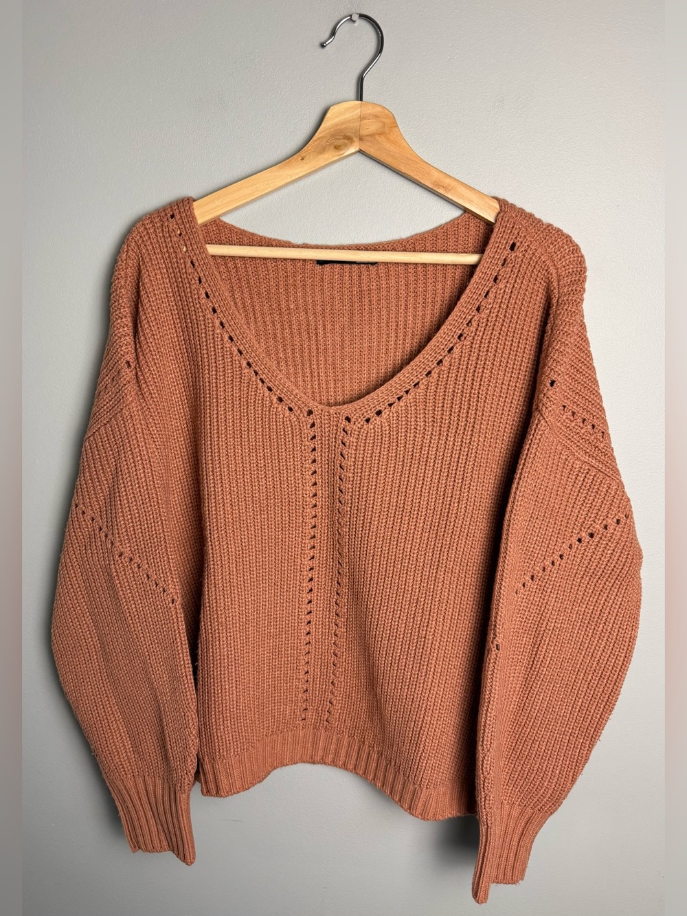 Soft V-Neck Women's Sweater in Terracotta